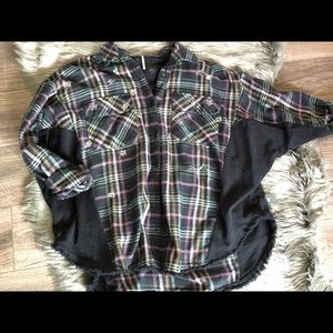 Free People Oversized Embroidered Star Flannel